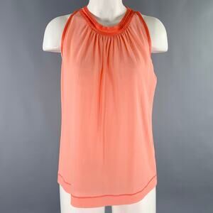 MISSONI Size 8 Orange Coral Cotton Contrast Trim Tank Casual Top